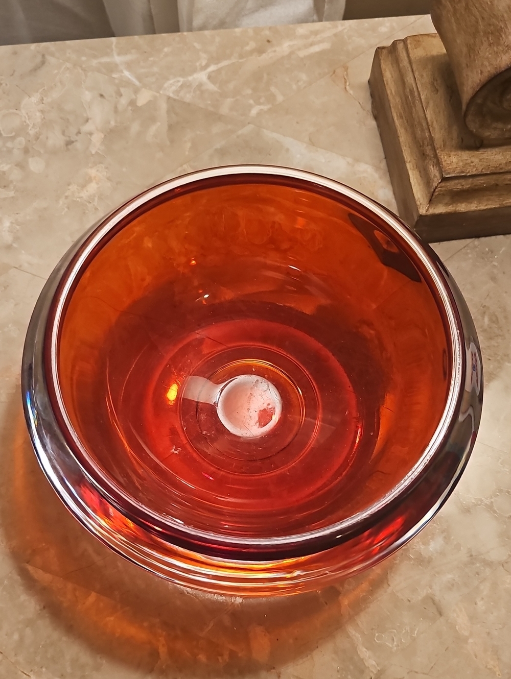 8x8 Like New Vintage Heavy Redish Orange Heavy Bowl